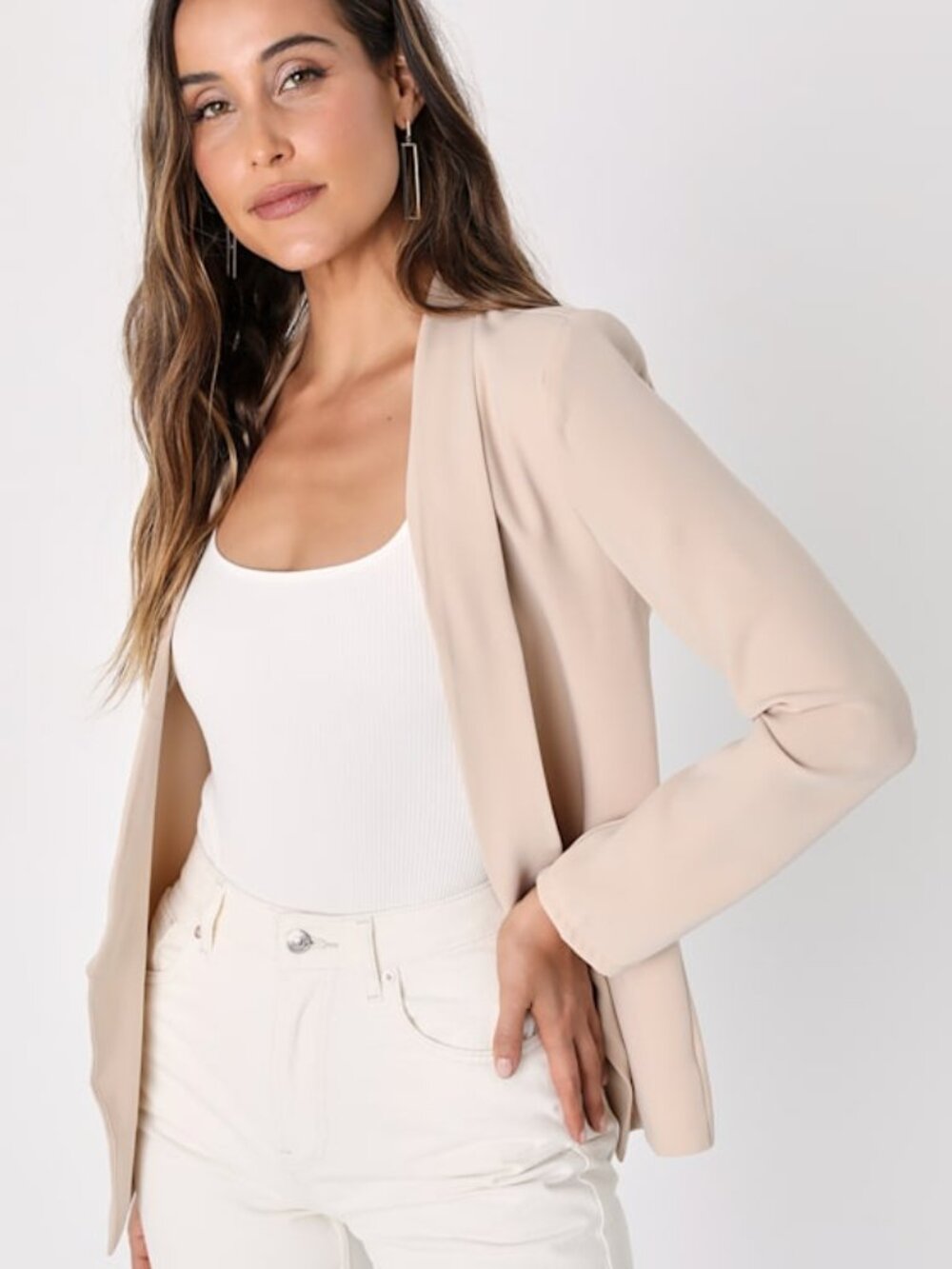 Lulus Miss Punctuality Taupe Lightweight Blazer Beige - Size M